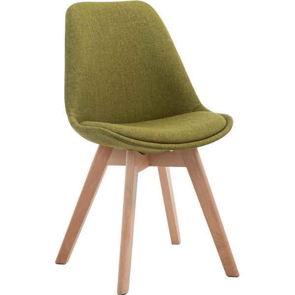 Sedia Da Pranzo Con Rivestimento In Tessuto - Sedia Per Visitatori - Seduta Confortevole - Struttura In Legno Di Faggio | Colore: Verde | Colore Abbigliamento: Naturale-image