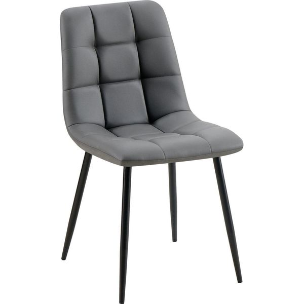 Sedia Da Pranzo In Pelle Finta - Sedia - Rivestimento Di Facile Manutenzione, Elevato Comfort Di Seduta | Colore: Grigio Scuro-image