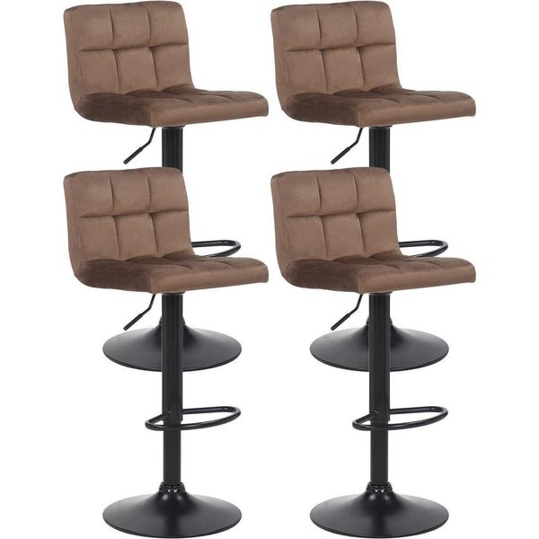 Set Di 4 Sgabelli Da Bar Velvet - Sgabelli Da Bar - Comfort Ottimale | Colore: Marrone-image