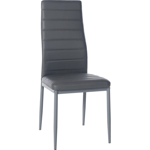 Sedia Da Pranzo - Sedia Da Cucina - Elevato Comfort Di Seduta, Robusta Struttura In Metallo | Colore: Grigio | Materiale: Pelle Finta-image