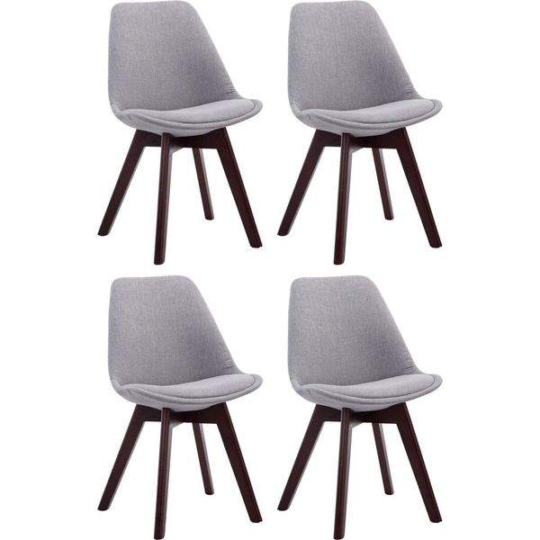 Set Di 4 Sedie Per Visitatori - Sedie Per Sala Da Pranzo - Posizione Di Seduta Confortevole | Colore: Grigio | Colore Base: Noce-image