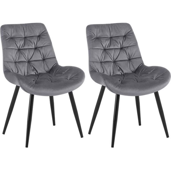 Set Di 2 Sedie Da Pranzo - Sedie In Velluto - Elevato Comfort Di Seduta | Colore: Grigio-image