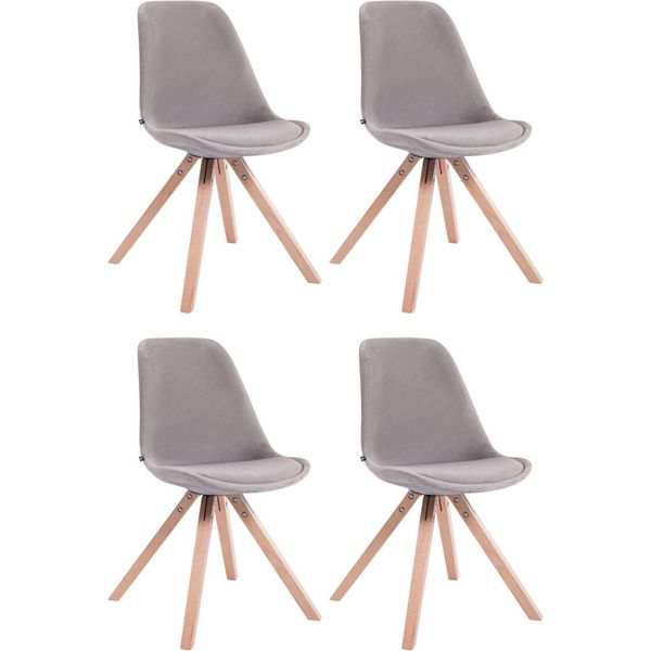 Set Di 4 Pezzi - Altezza Seduta 48 Cm - Rivestimento Morbido Per Un Comfort Ottimale | Colore: Grigio | Colore Abbigliamento: Naturale-image