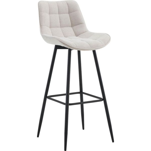 Sgabello Da Bar Dal Design Moderno - Sgabello Da Bar - Elegante E Confortevole, Struttura Nera Opaca | Colore: Crema | Materiale: Polvere-image