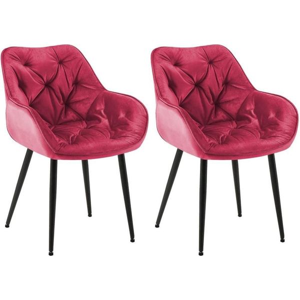 Set Di 2 Sedie Da Pranzo In Velluto - Set Di Sedie - Design Moderno E Comfort | Colore: Rosso-image