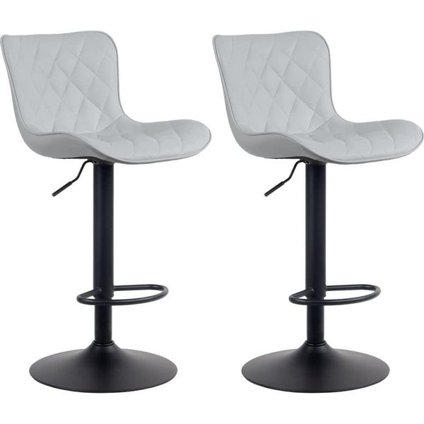 Set Di 2 Sgabelli Da Bar - Sgabello Alto - Design Moderno, Regolabile In Altezza E Girevole A 360° | Colore: Grigio | Materiale: Pelle Finta-image