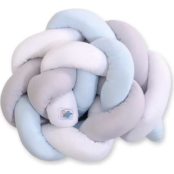 Paracolpi Per Lettino A Treccia, Paracolpi Per Chignon, Protezione Sicura - 100 % Cotone, Bianco Grigio Blu-image