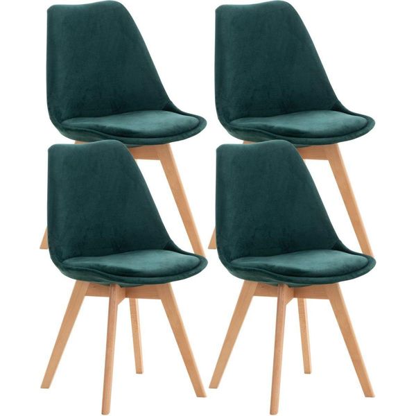 Set Di 4 Sedie Da Pranzo - Sedie Da Cucina - Comode E Facili Da Pulire | Colore: Verde | Materiale: Morbido-image