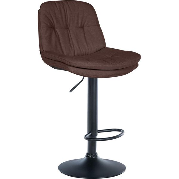 Sgabello Da Bar Con Rivestimento In Tessuto - Sgabello Alto - Comfort Regolabile E Girevole | Colore: Marrone | Materiale Del Telaio: Metallo Nero Opaco-image