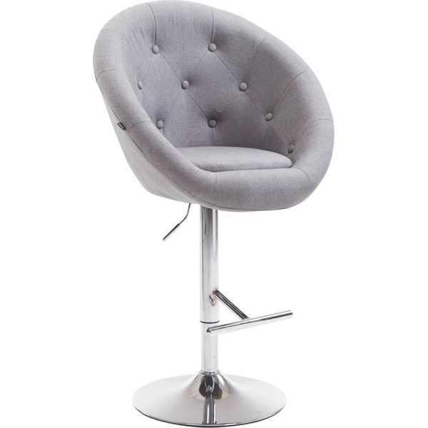 Sgabello Da Bar - Sgabello Alto - Ottimo Comfort Di Seduta E Girevole A 360°, Regolabile In Altezza | Colore: Grigio | Colore Base: Cromo-image