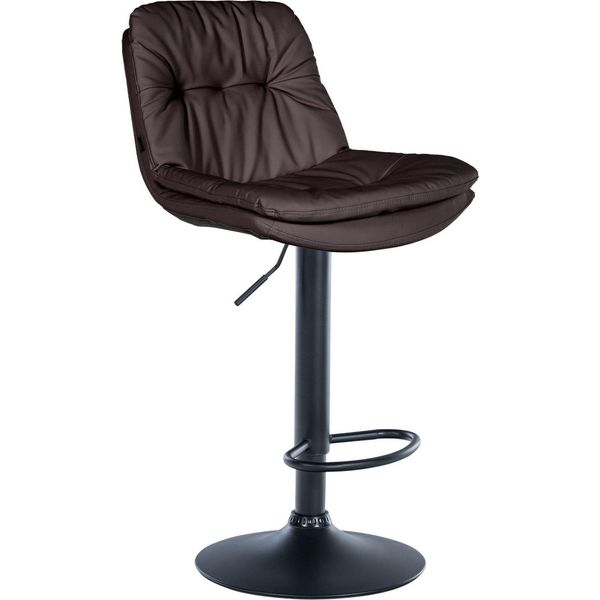 Sgabello Da Bar Pelle Artificiale - Sgabello - Elevato Comfort Di Seduta - Facile Da Pulire - Moderno E Regolabile | Colore: Marrone | Materiale Telaio: Metallo Nero Opaco-image