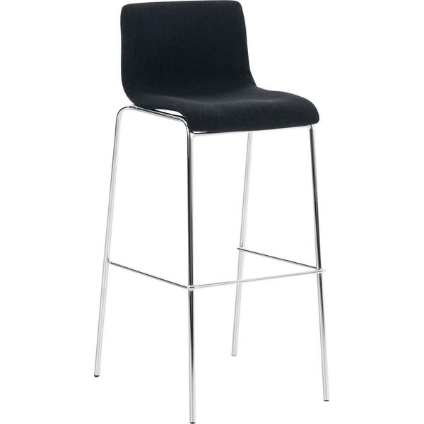 Sgabello Da Bar In Stile Moderno - Sgabello - Impilabile, Comfort Ergonomico | Colore: Nero | Colore Base: Cromo-image