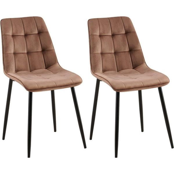 Set Di 2 Sedie Da Pranzo - Sedie In Velluto - Elevato Comfort Di Seduta | Colore: Marrone | Materiale: Morbido-image
