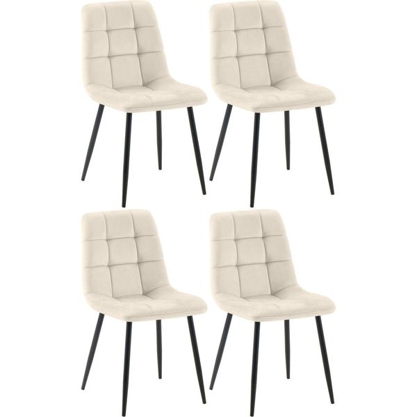 Set Di 4 Sedie Da Pranzo - Sedie Da Pranzo - Posizione Di Seduta Comoda, Facile Da Pulire | Colore: Crema | Materiale: Morbido-image