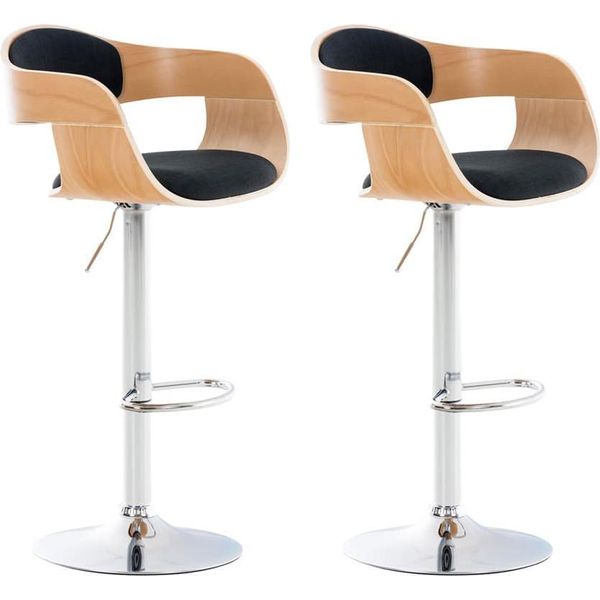Set Di 2 Sgabelli Da Bar - Sgabello Da Bar - Eccezionale Comfort Di Seduta, Regolabile In Altezza | Colore: Naturale/Nero-image