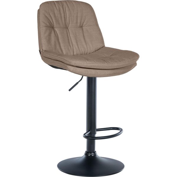 Sgabello Da Bar Con Rivestimento In Tessuto - Sgabello Alto - Comfort Regolabile E Girevole | Colore: Taupe | Materiale Del Telaio: Metallo Nero Opaco-image