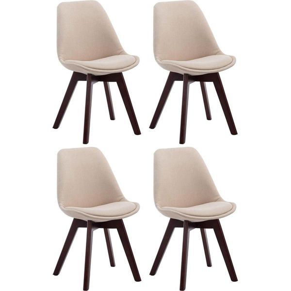 Set Di 4 Sedie Per Visitatori - Sedie Per Sala Da Pranzo - Comoda Posizione Di Seduta | Colore: Crema | Colore Base: Noce-image
