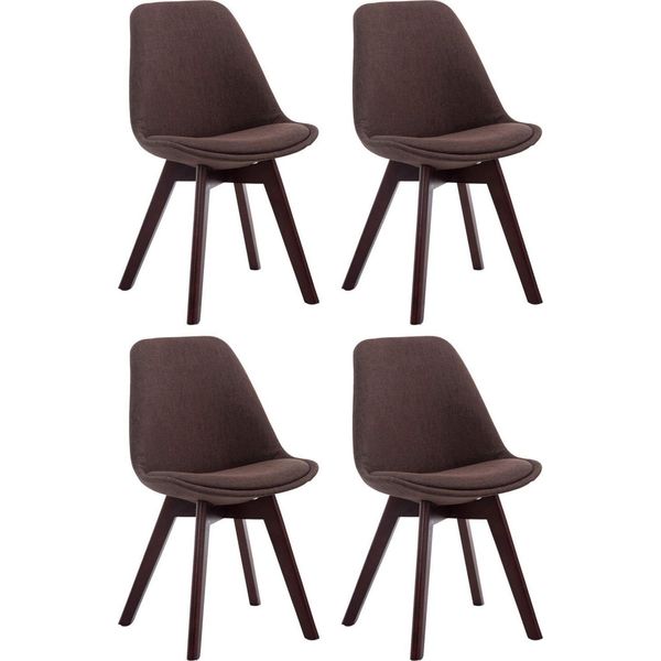 Set Di 4 Sedie Per Visitatori - Sedie Da Pranzo - Posizione Di Seduta Confortevole | Colore: Marrone | Colore Base: Noce-image