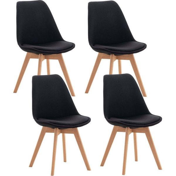 Set Di 4 Sedie Da Pranzo - Sedie Da Cucina - Comode E Facili Da Pulire | Colore: Nero | Materiale: Polvere-image