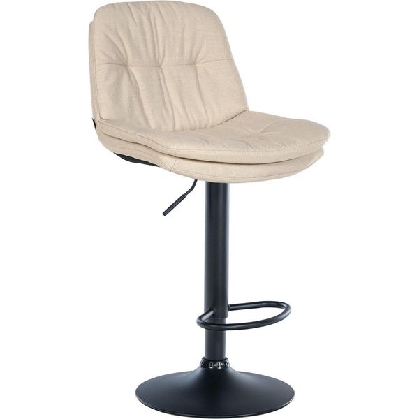 Sgabello Da Bar Con Rivestimento In Tessuto - Sgabello Alto - Comfort Regolabile E Girevole | Colore: Crema | Materiale Telaio: Metallo Nero Opaco-image