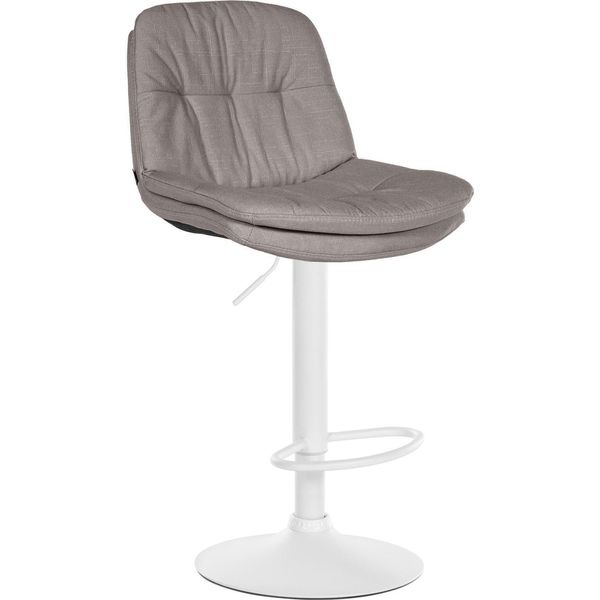 Sgabello Da Bar Con Rivestimento In Tessuto - Sgabello Alto - Comfort Regolabile E Girevole | Colore: Grigio | Materiale Base: Metallo Bianco Opaco-image