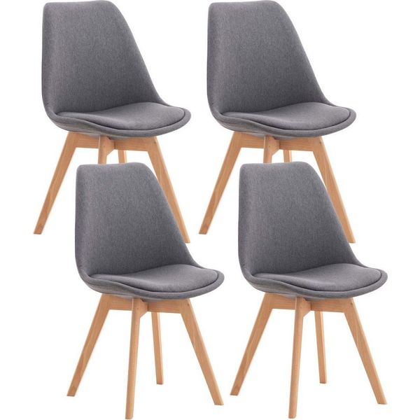 Set Di 4 Sedie Da Pranzo - Sedie Da Cucina - Comode E Facili Da Pulire | Colore: Grigio | Materiale: Polvere-image