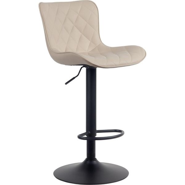 Sgabello Da Bar Con Schienale Alto - Seduta Esclusiva - Regolabile E Girevole A 360° | Colore: Crema | Materiale: Pelle Finta-image