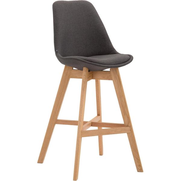Sgabello Da Bar Con Rivestimento In Tessuto - Ottomana - Elevato Comfort Di Seduta - Struttura In Rovere | Colore: Grigio Scuro. Colore Dell'abbigliamento: Naturale-image