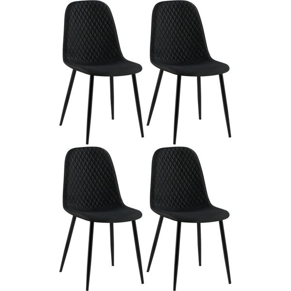 Set Di 4 Sedie Da Pranzo - Aggiornato - Di Facile Manutenzione - Design | Colore: Nero | Materiale: Polvere-image