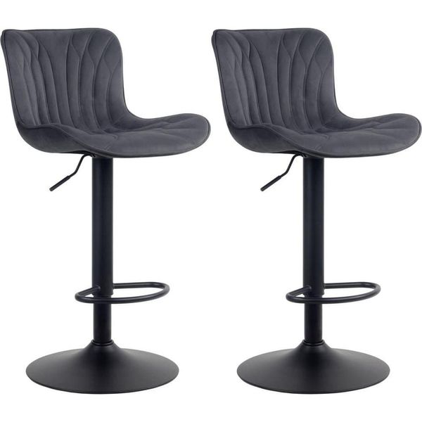 Set Di 2 Sgabelli Da Bar - Sgabello Da Bar - Elevato Comfort Di Seduta E Regolabile | Colore: Nero | Materiale: Morbido-image