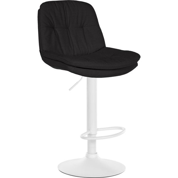 Sgabello Da Bar Con Rivestimento In Tessuto - Sgabello Alto - Comfort Regolabile E Girevole | Colore: Nero | Materiale Base: Metallo Bianco Opaco-image