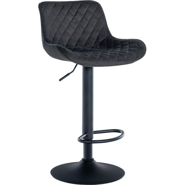 Sgabello Da Bar Con Schienale - Sgabello Alto - Girevole E Regolabile A 360° | Colore: Nero | Materiale: Morbido-image