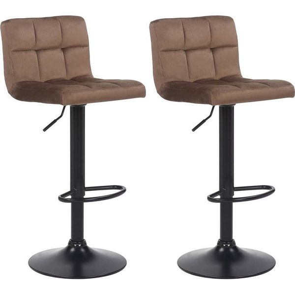Set Di 2 Sgabelli Da Bar - Sgabelli Da Cucina - Altezza Regolabile E Design Moderno | Colore: Marrone-image