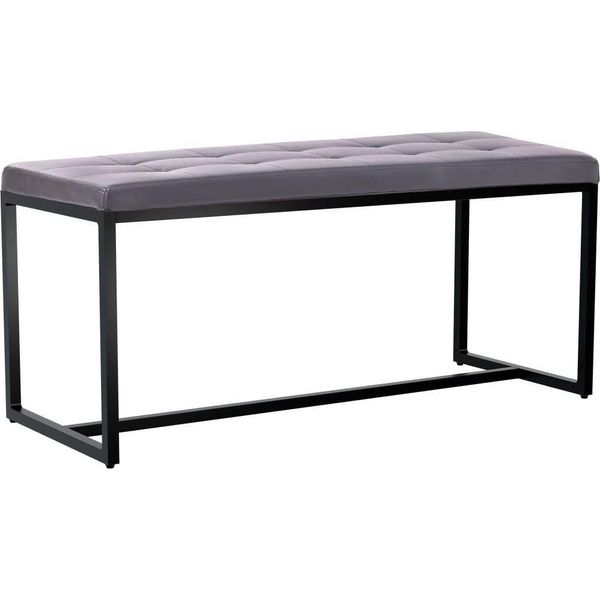 Panca Con Base Nera - Divano - Elevato Comfort Di Seduta | Colore: Grigio | Materiale: Pelle Finta-image