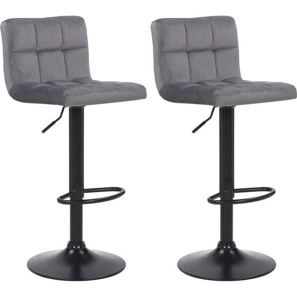 Set Di 2 Sgabelli Da Bar - Sgabelli Da Cucina - Altezza Regolabile E Design Moderno | Colore: Grigio-image