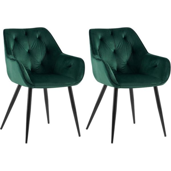 Set Di 2 Sedie Da Pranzo - Sedie Da Cucina - Rivestimento In Velluto Per Il Massimo Comfort | Colore: Verde | Materiale: Morbido-image