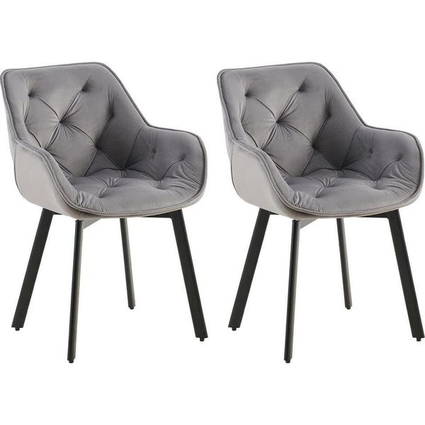 Set Di 2 Sedie Da Pranzo In Velluto - Sedie Da Cucina - Ergonomiche E Girevoli, Grigio Scuro-image