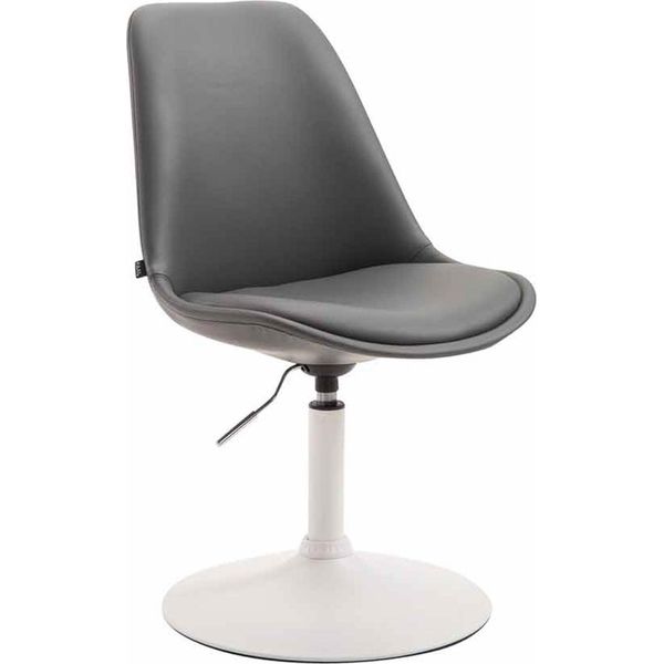 Sedia Da Pranzo In Pelle Finta - Sedia Moderna - Regolabile In Altezza E Girevole A 360° | Colore: Grigio | Colore Base: Bianco-image