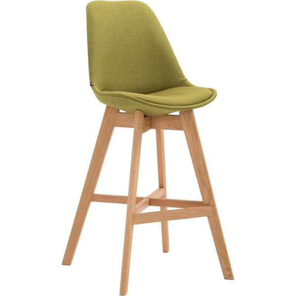 Sgabello Da Bar Con Rivestimento In Tessuto - Ottomana - Elevato Comfort Di Seduta - Struttura In Rovere | Colore: Verde | Colore Abbigliamento: Naturale-image