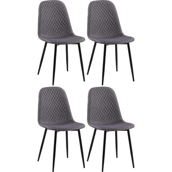 Set Di 4 Sedie Da Pranzo - Aggiornato - Di Facile Manutenzione - Design | Colore: Grigio Scuro, Materiale: Polvere-image