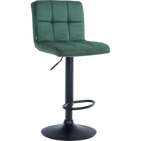 Sgabello Da Bar In Velluto - Sgabello Comfort - Regolabile E Girevole Per Il Massimo Della Comodità | Colore: Verde | Colore Base: Nero-image