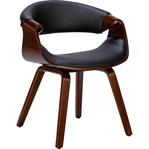 Sedia Da Pranzo - Sedia Da Cucina - Comoda Con Braccioli | Colore: Noce/Nero | Materiale: Pelle Finta-image