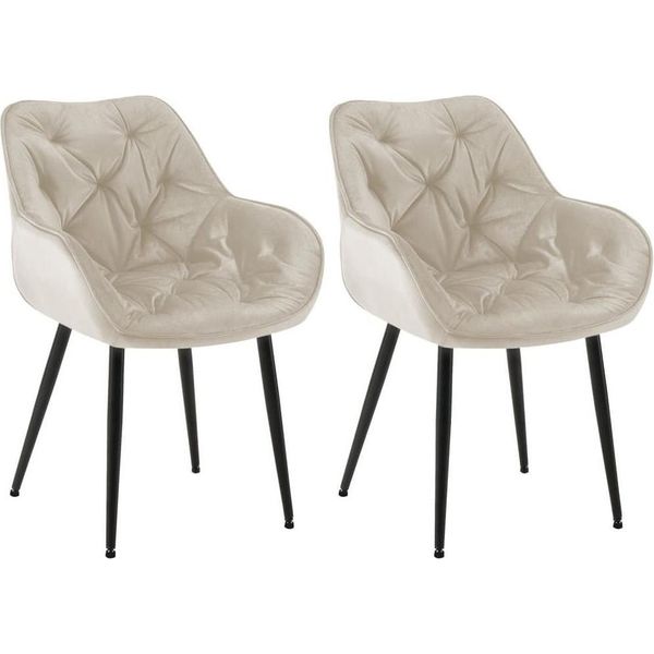 Set Di 2 Sedie Da Pranzo In Velluto - Set Di Sedie - Design Moderno E Comfort | Colore: Crema-image