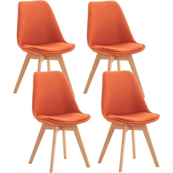 Set Di 4 Sedie Da Pranzo - Sedie Da Cucina - Comode E Facili Da Pulire | Colore: Arancione | Materiale: Polvere-image