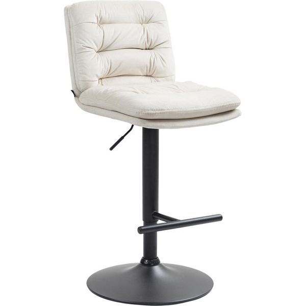 Sgabello Da Bar Con Sgabello In Velluto - Sgabello Elegante - Elevato Comfort Di Seduta E Regolabile In Altezza Colore: Crema | Colore Base: Nero-image