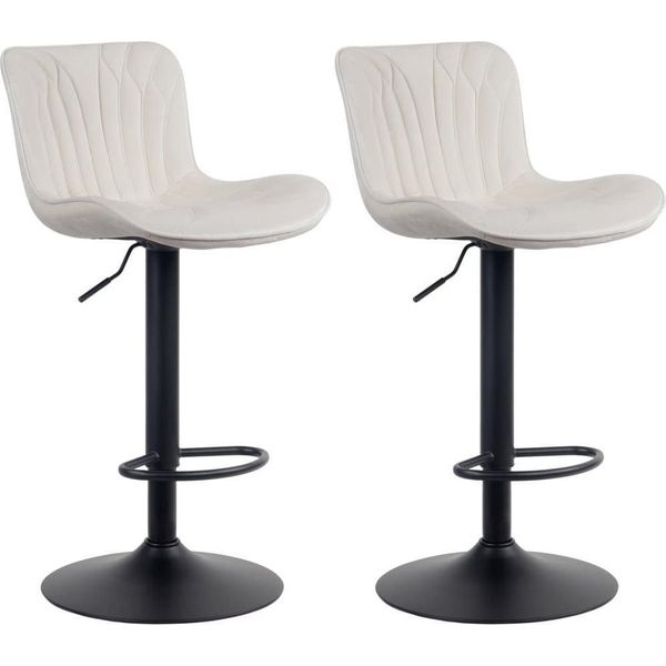 Set Di 2 Sgabelli Da Bar - Sgabello Da Bar - Elevato Comfort Di Seduta E Regolabile | Colore: Crema | Materiale: Morbido-image