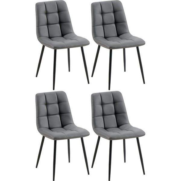Set Di 4 Sedie Da Pranzo - Pelle Finta - Design Di Facile Manutenzione | Colore: Grigio Scuro-image