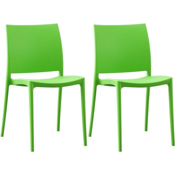 Set Di 2 Sedie Da Giardino - Patio - Impilabili E In Plastica Resistente Ai Raggi Uv | Colore: Verde-image