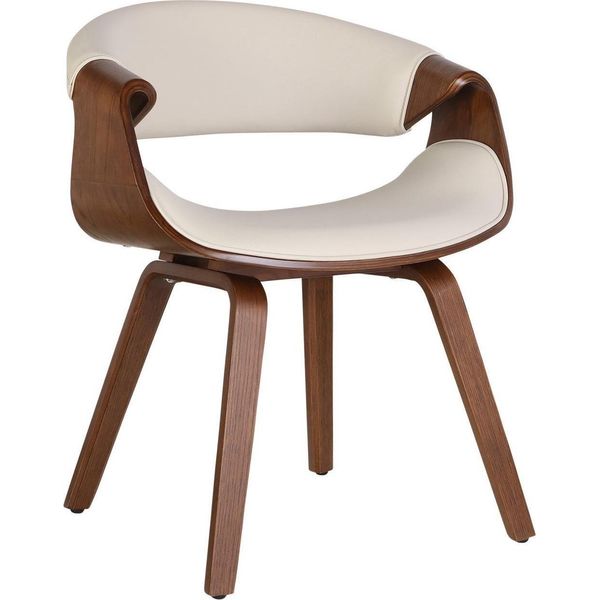 Sedia Da Pranzo - Sedia Da Cucina - Comoda Con Braccioli | Colore: Crema | Materiale: Pelle Finta-image