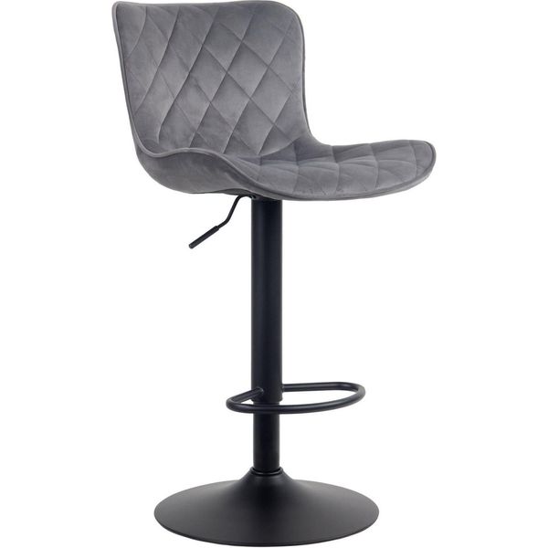 Sgabello Da Bar Con Schienale Alto - Seduta Esclusiva - Regolabile E Girevole A 360° | Colore: Grigio Scuro. Materiale: Morbido-image